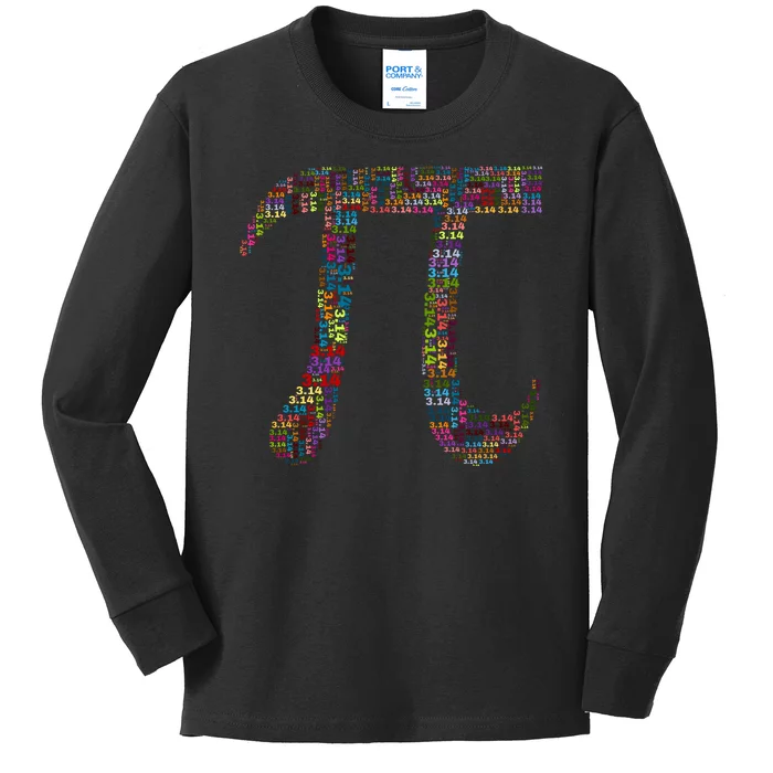 Colorful Pi Date Math Kids Long Sleeve Shirt