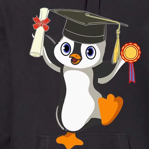 Cute Penguin Dancing Graduation Cap Certificate Fun Graduate Premium Hoodie