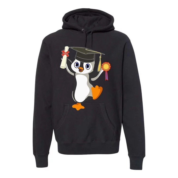 Cute Penguin Dancing Graduation Cap Certificate Fun Graduate Premium Hoodie