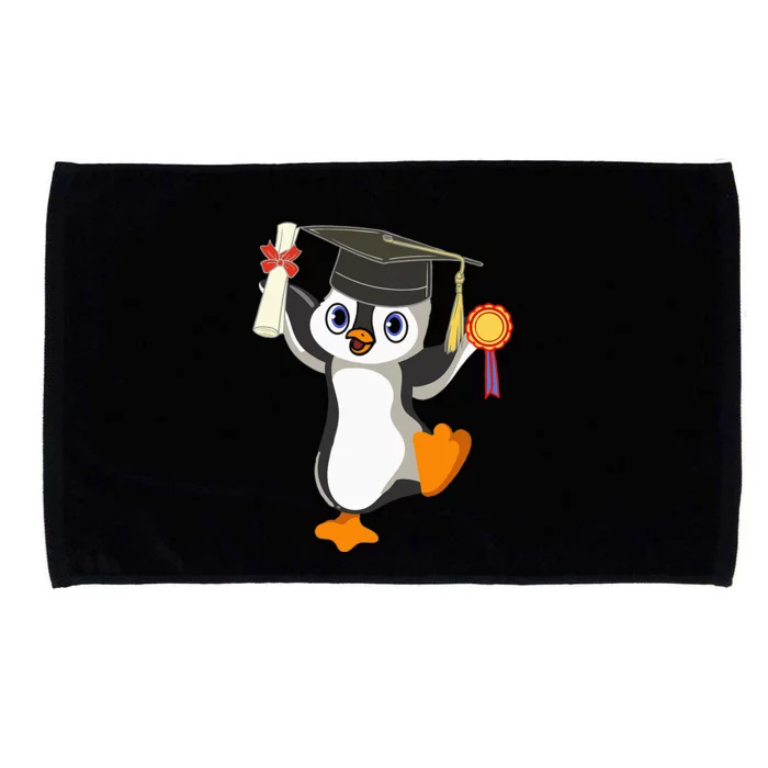 Cute Penguin Dancing Graduation Cap Certificate Fun Graduate Microfiber Hand Towel