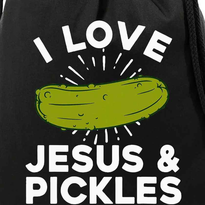 Cute Pickle Design Jesus Pickle Lovers Drawstring Bag