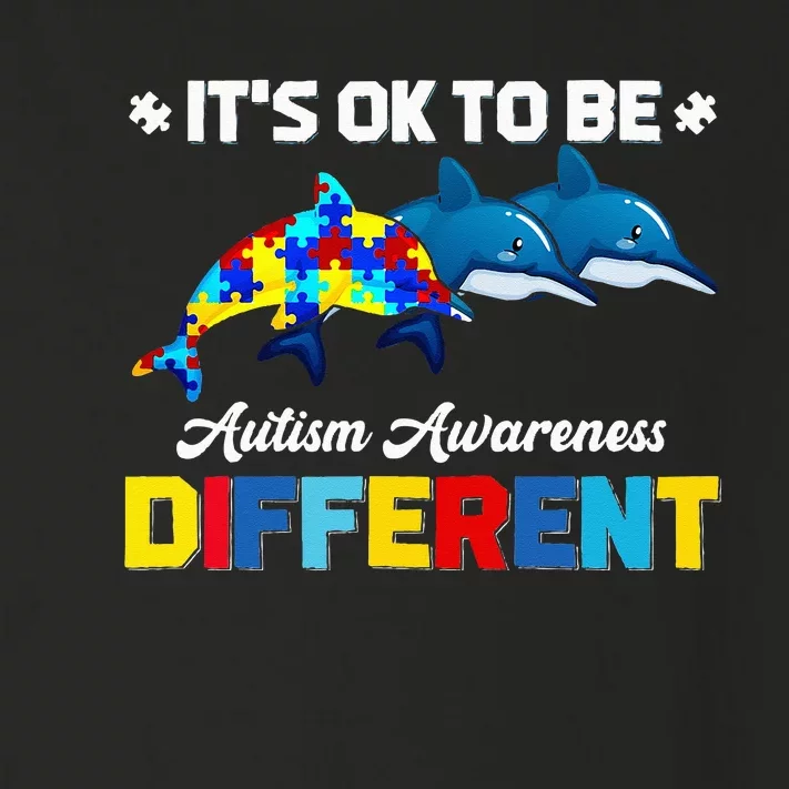 Cute Puzzle Dolphin It's Ok To Be Different Autism Awareness Toddler Long Sleeve Shirt