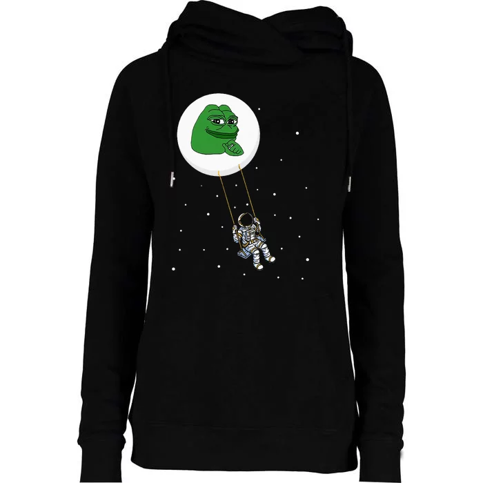 Crypto Pepe Design For Pepe Crypto And Pepe Coin Womens Funnel Neck Pullover Hood