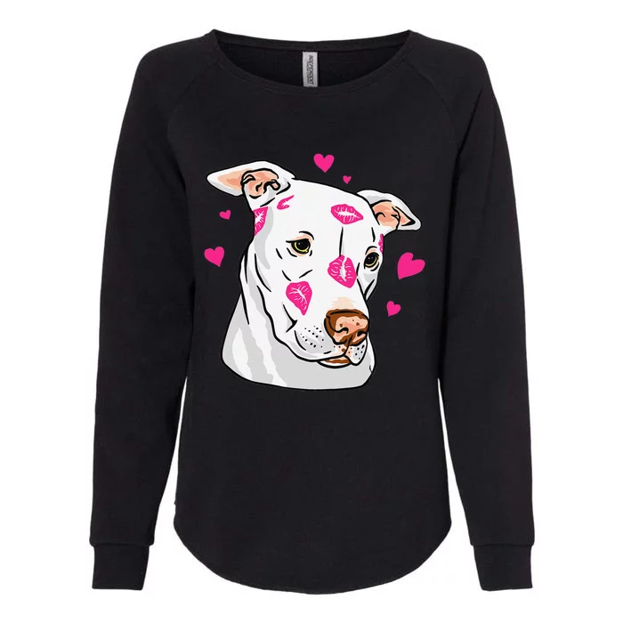 Cute Pitbull Dog Love And Hearts Funny I Love PitBull Dogs Womens California Wash Sweatshirt