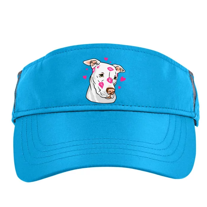 Cute Pitbull Dog Love And Hearts Funny I Love PitBull Dogs Adult Drive Performance Visor