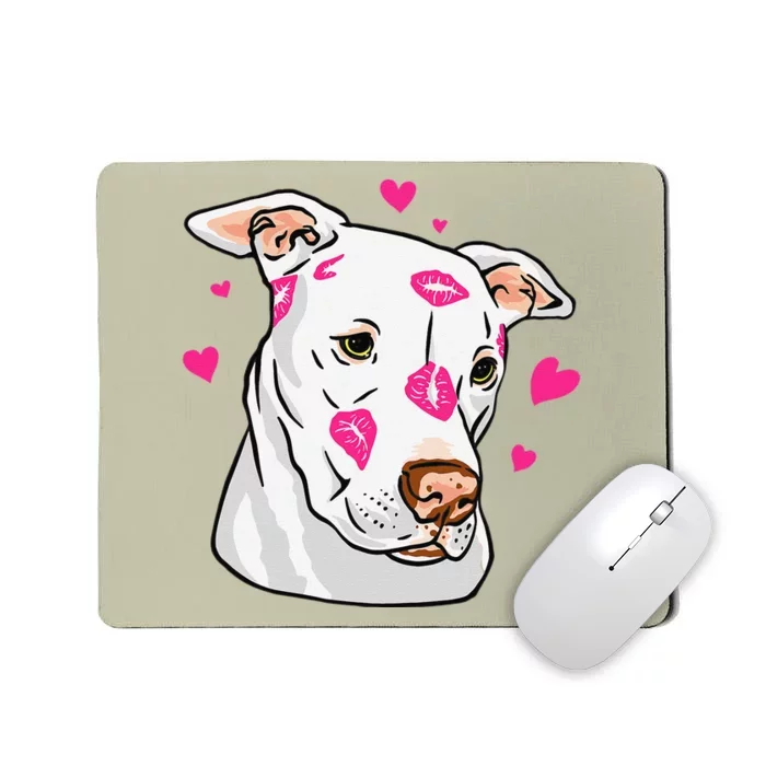 Cute Pitbull Dog Love And Hearts Funny I Love PitBull Dogs Mousepad