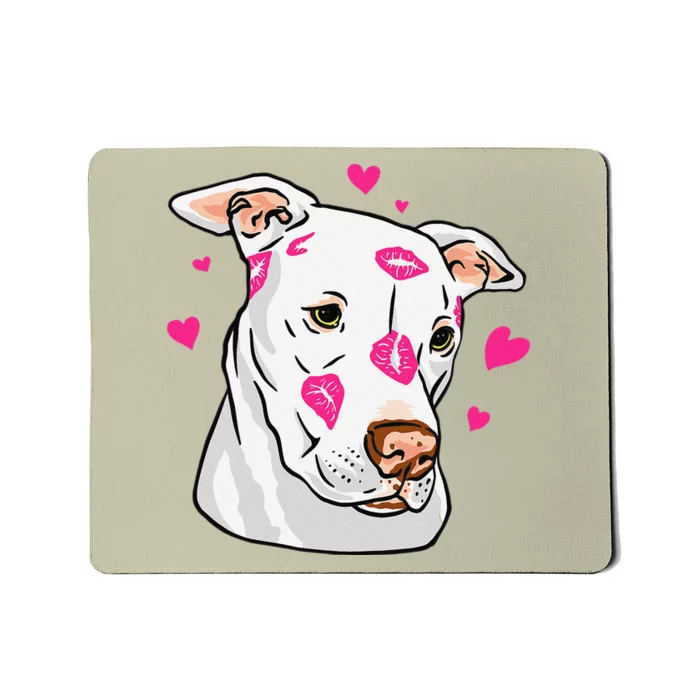 Cute Pitbull Dog Love And Hearts Funny I Love PitBull Dogs Mousepad