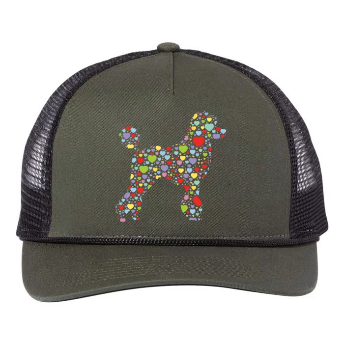 Cute Poodle Dog Hearts Silhouette Owner Gift Retro Rope Trucker Hat Cap