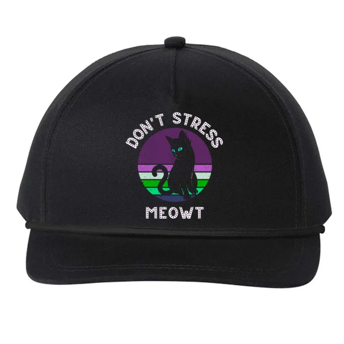 Cat Puns Don't Stress Meowt Gift Vintage Fun Cat Lover Funny Gift Snapback Five-Panel Rope Hat