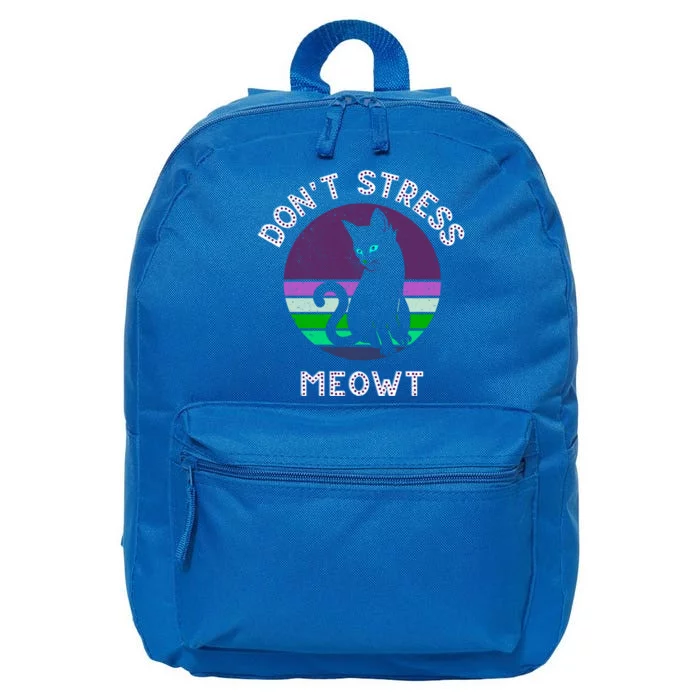 Cat Puns Dont Stress Meowt Gift Vintage Fun Cat Lover Gift 16 in Basic Backpack