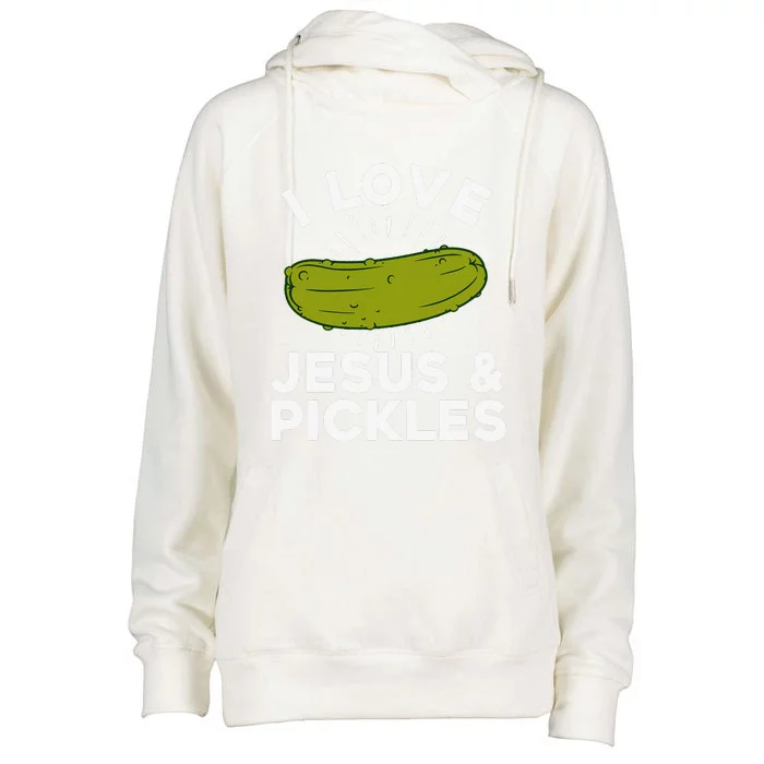 Cute Pickle Design For Jesus Pickle Lovers Womens Funnel Neck Pullover Hood