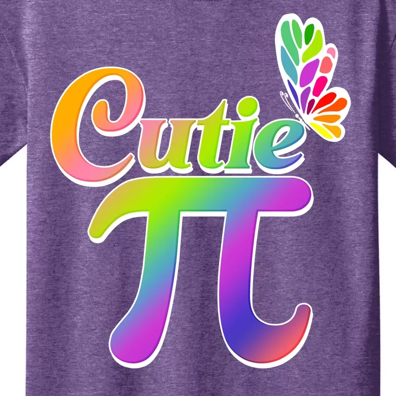 Cute Pi Day 314 Rainbow Butterfly Cutie Pi Kids T-Shirt