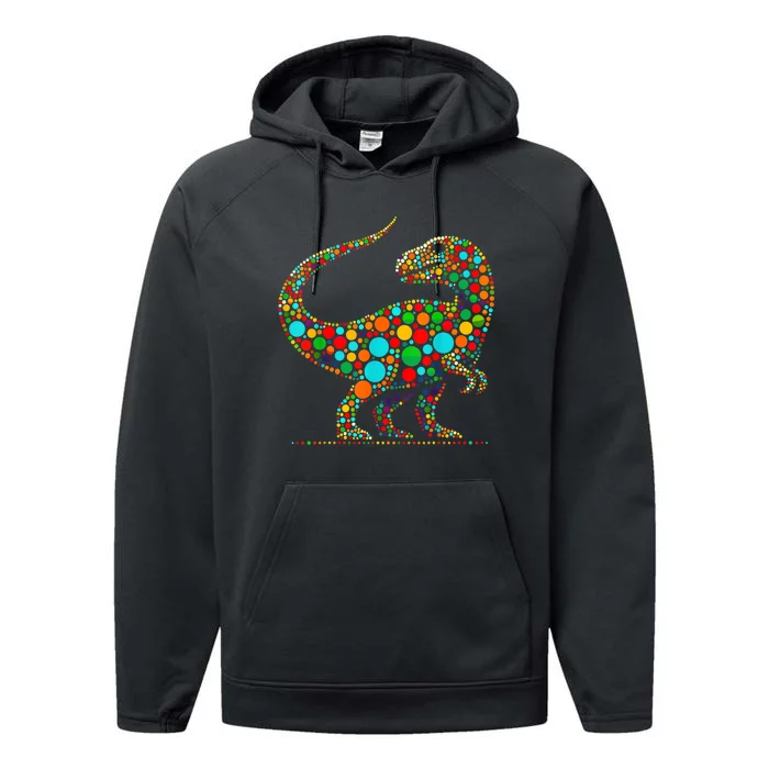 Colorful Polka Dot Dinosaur Happy Dot Day Gift Performance Fleece Hoodie