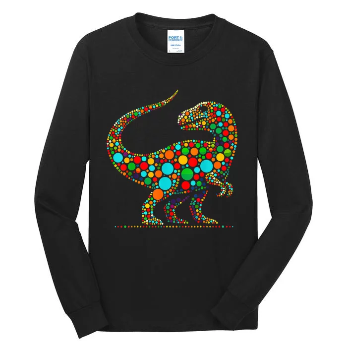 Colorful Polka Dot Dinosaur Happy Dot Day Gift Tall Long Sleeve T-Shirt