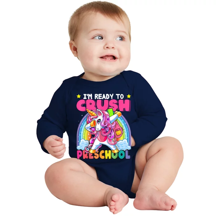 Crush Preschool Dabbing Unicorn Back To School Girl Gift Baby Long Sleeve Bodysuit