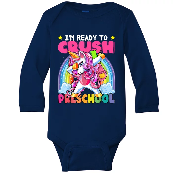 Crush Preschool Dabbing Unicorn Back To School Girl Gift Baby Long Sleeve Bodysuit