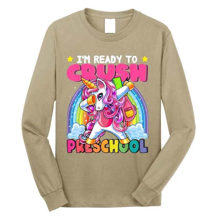 Crush Preschool Dabbing Unicorn Back To School Girl Gift Long Sleeve Shirt