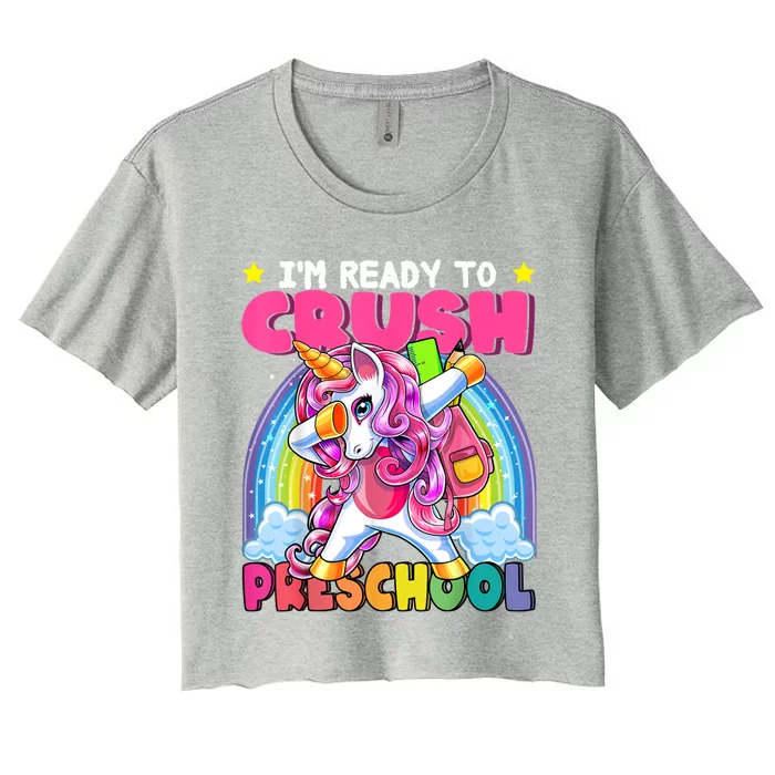 Crush Preschool Dabbing Unicorn Back To School Girl Gift Women's Crop Top Tee