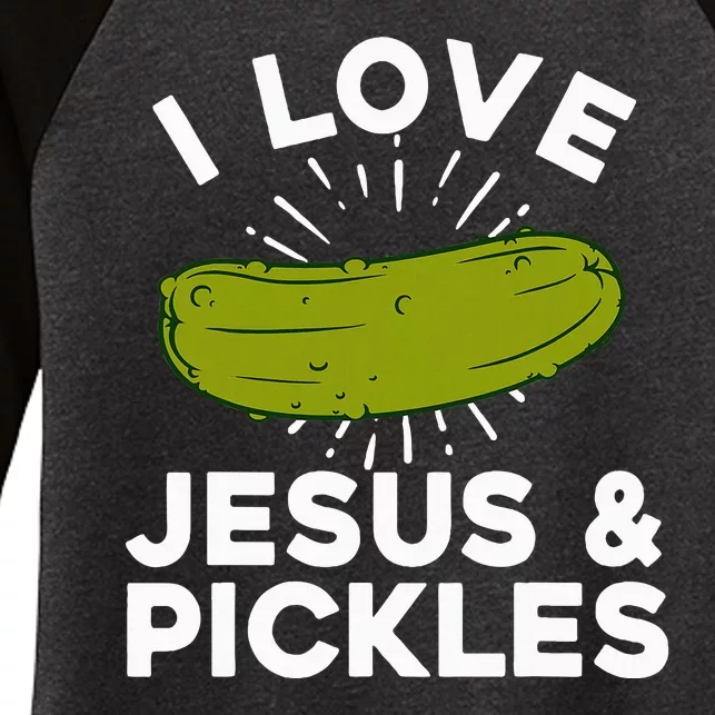 Cute Pickle Design For Women Jesus Pickle Lovers Women's Tri-Blend 3/4-Sleeve Raglan Shirt