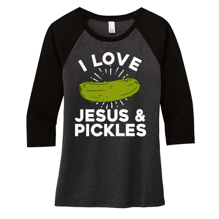 Cute Pickle Design For Women Jesus Pickle Lovers Women's Tri-Blend 3/4-Sleeve Raglan Shirt