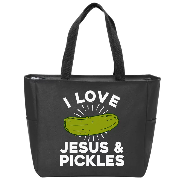 Cute Pickle Design For Women Jesus Pickle Lovers Zip Tote Bag