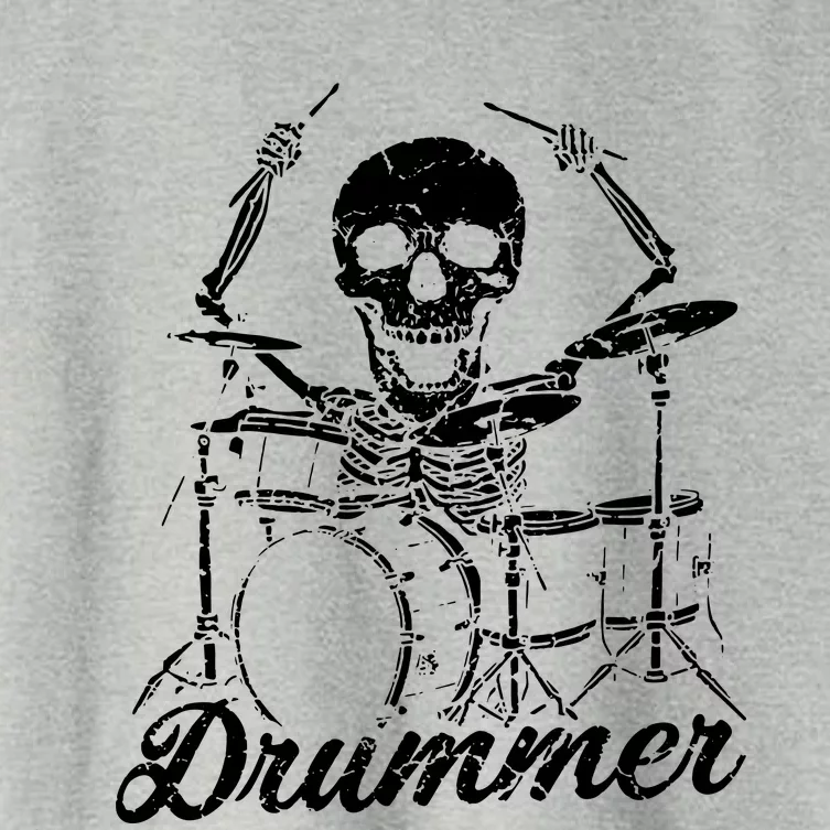 Cool Percussion Drum Sticks Skeleton Drummer Image Women's Crop Top Tee