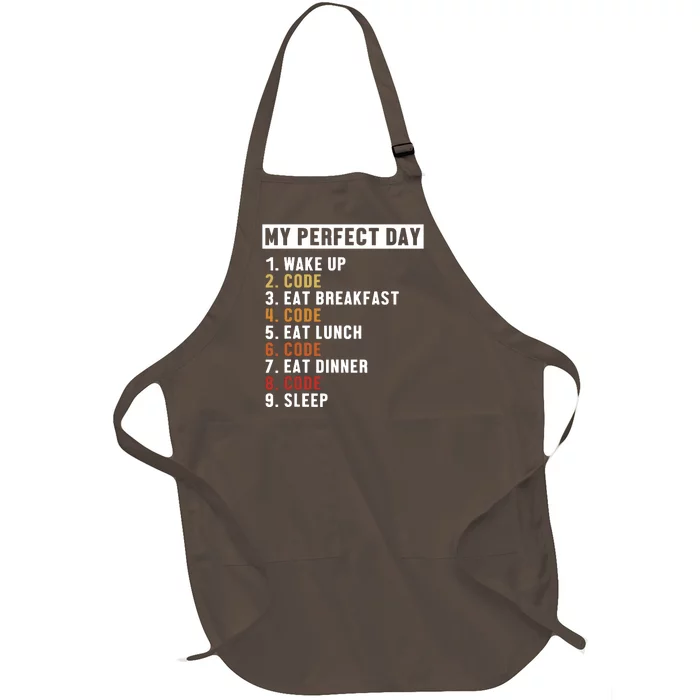 Coding Perfect Day Coder Engineer Software Developer Full-Length Apron With Pocket