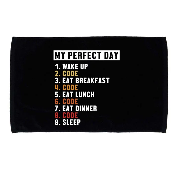 Coding Perfect Day Coder Engineer Software Developer Microfiber Hand Towel