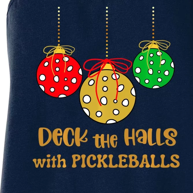 Christmas Pickleball Deck The Halls With Pickleballs Women's Racerback Tank