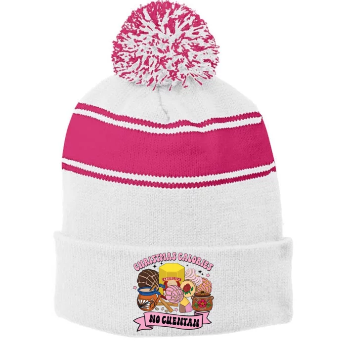 Christmas Pan Dulce Mexican Christmas Stripe Pom Pom Beanie