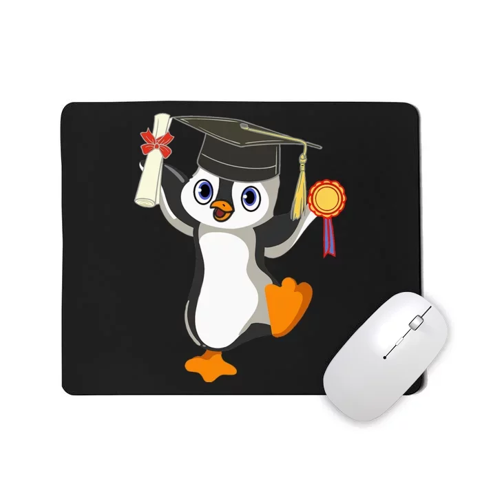 Cute Penguin Dancing Graduation Cap Certificate Fun Graduate Mousepad