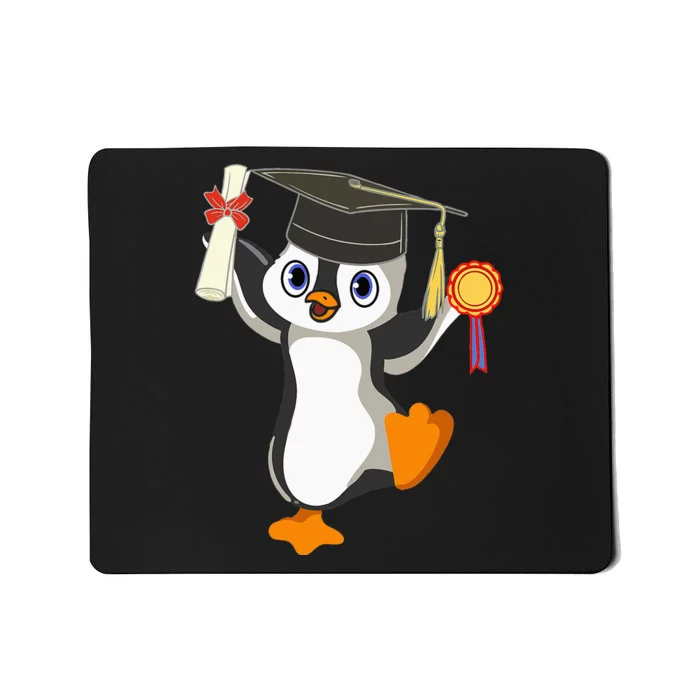 Cute Penguin Dancing Graduation Cap Certificate Fun Graduate Mousepad