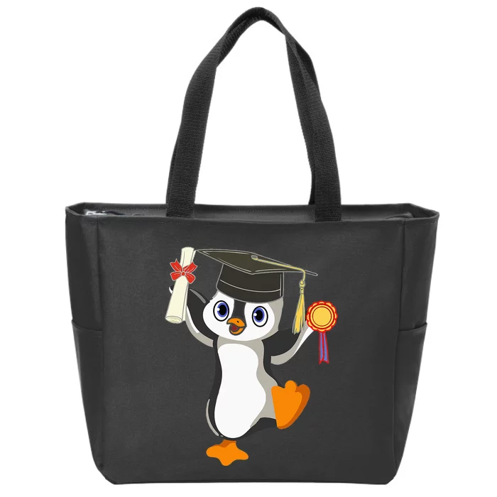 Cute Penguin Dancing Graduation Cap Certificate Fun Graduate Zip Tote Bag