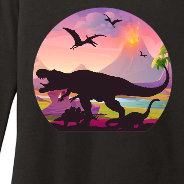 Cool Prehistoric Dinosaur Land Womens CVC Long Sleeve Shirt