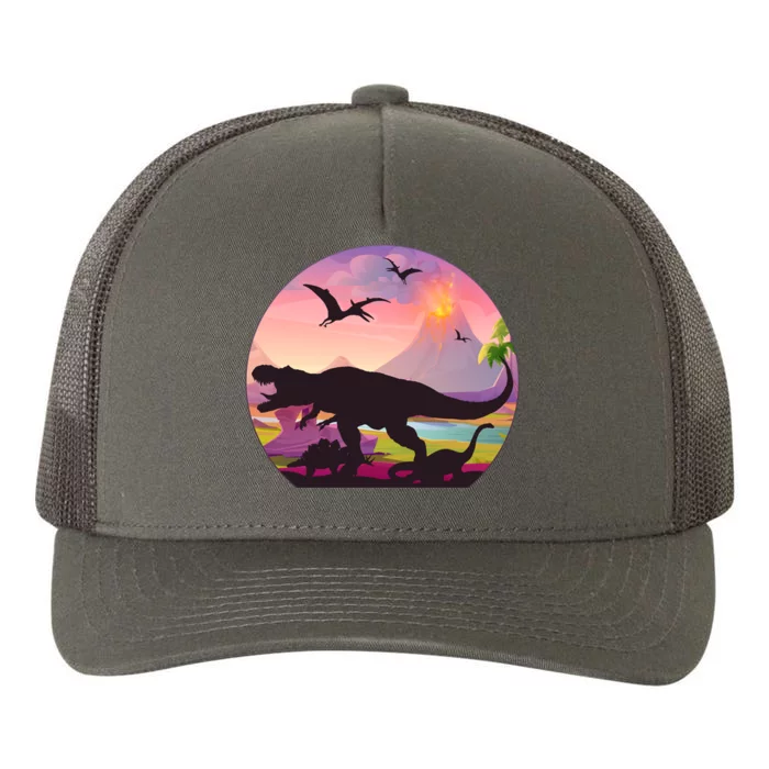 Cool Prehistoric Dinosaur Land Yupoong Adult 5-Panel Trucker Hat