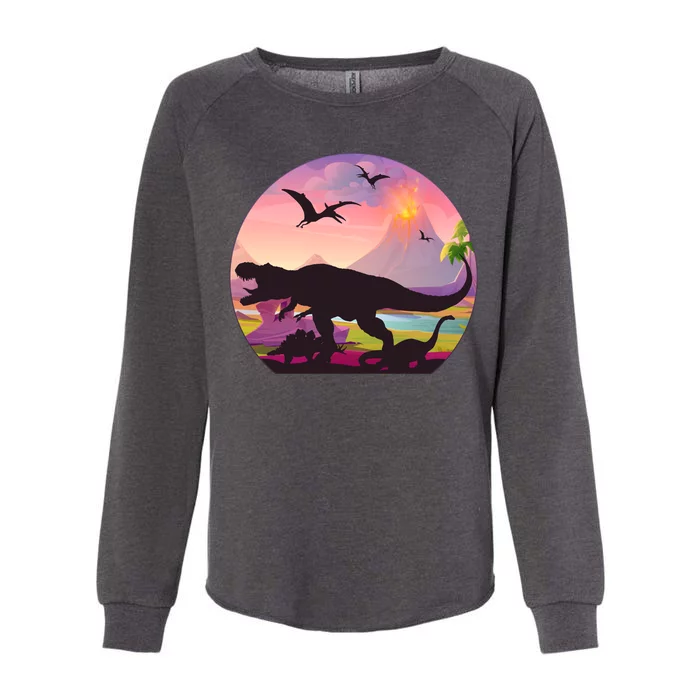 Cool Prehistoric Dinosaur Land Womens California Wash Sweatshirt