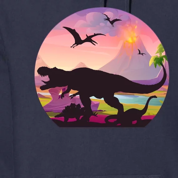 Cool Prehistoric Dinosaur Land Premium Hoodie