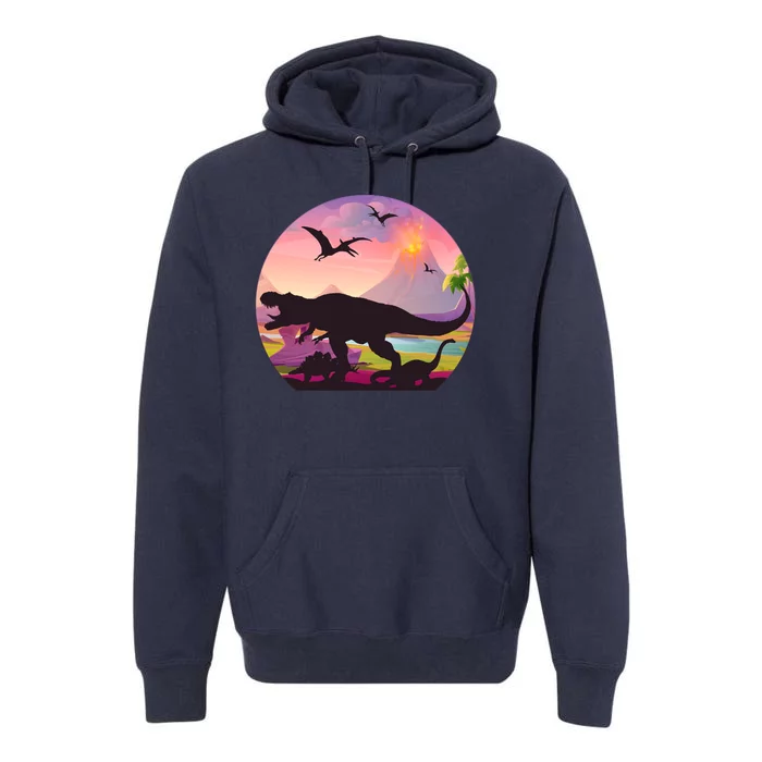 Cool Prehistoric Dinosaur Land Premium Hoodie