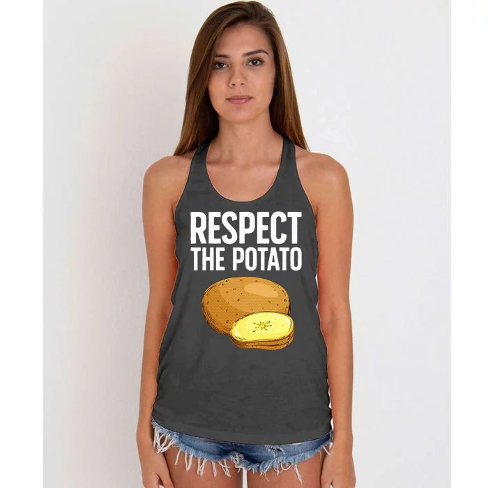 Cool Potato Design For Vegetable Potato Lover Women's Knotted Racerback Tank