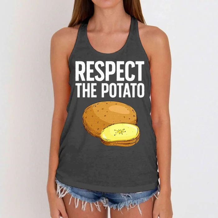 Cool Potato Design For Vegetable Potato Lover Women's Knotted Racerback Tank