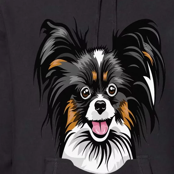 Cool Papillion Dog Face Premium Hoodie