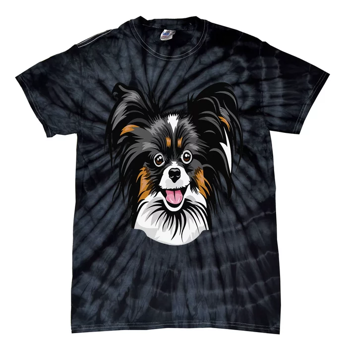 Cool Papillion Dog Face Tie-Dye T-Shirt