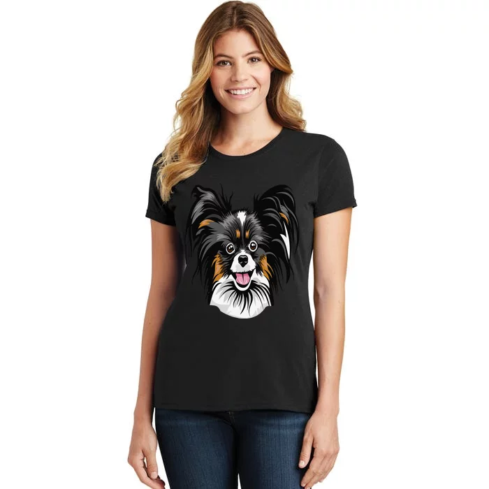 Cool Papillion Dog Face Women's T-Shirt