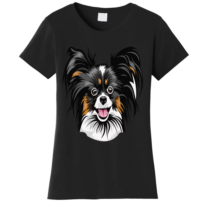 Cool Papillion Dog Face Women's T-Shirt