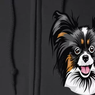 Cool Papillion Dog Face Full Zip Hoodie