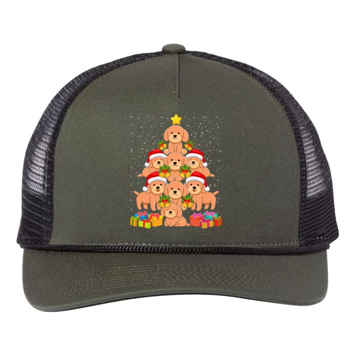 Cute Poodle Dog Christmas Tree For Dog Lover Xmas Funny Gift Retro Rope Trucker Hat Cap