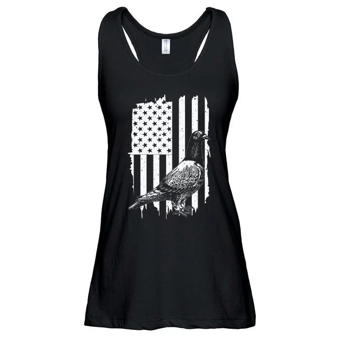 Cool Pigeon Design Women Patriotic Us Flag Pigeon Lovers Ladies Essential Flowy Tank