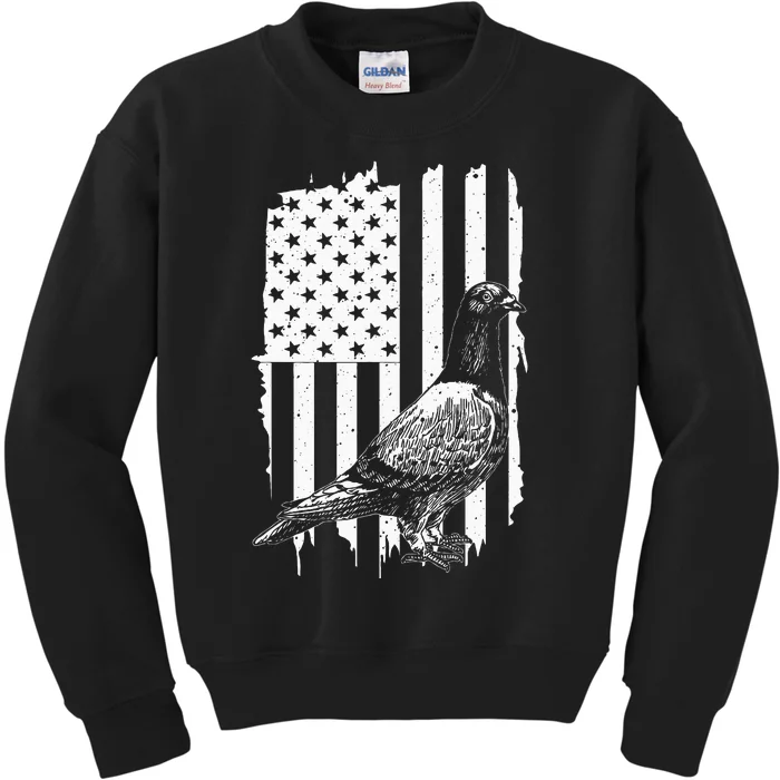 Cool Pigeon Design Women Patriotic Us Flag Pigeon Lovers Kids Sweatshirt