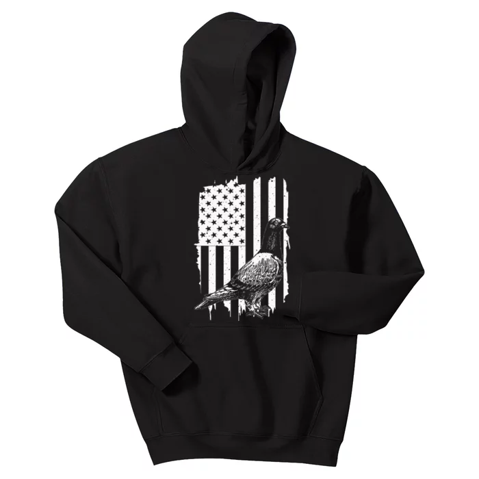 Cool Pigeon Design Women Patriotic Us Flag Pigeon Lovers Kids Hoodie