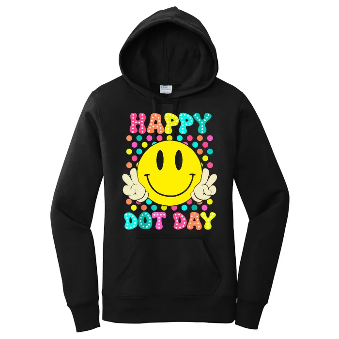 Colorful Polka Dot Smile Face Teacher Happy Dot Day 2024gift Women's Pullover Hoodie